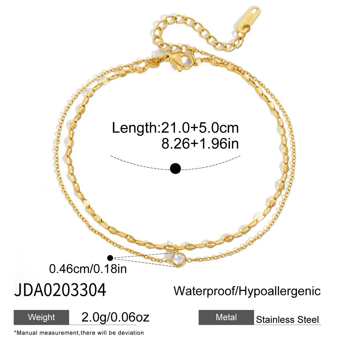 Roveo Layered Sparkle Anklet