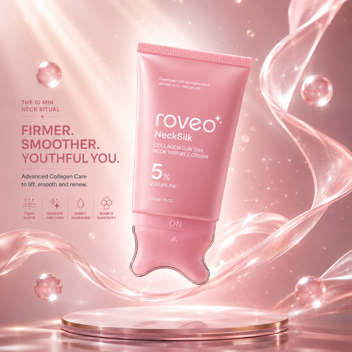 Roveo NeckSilk — PDRN Collagen Neck Cream & Gua Sha