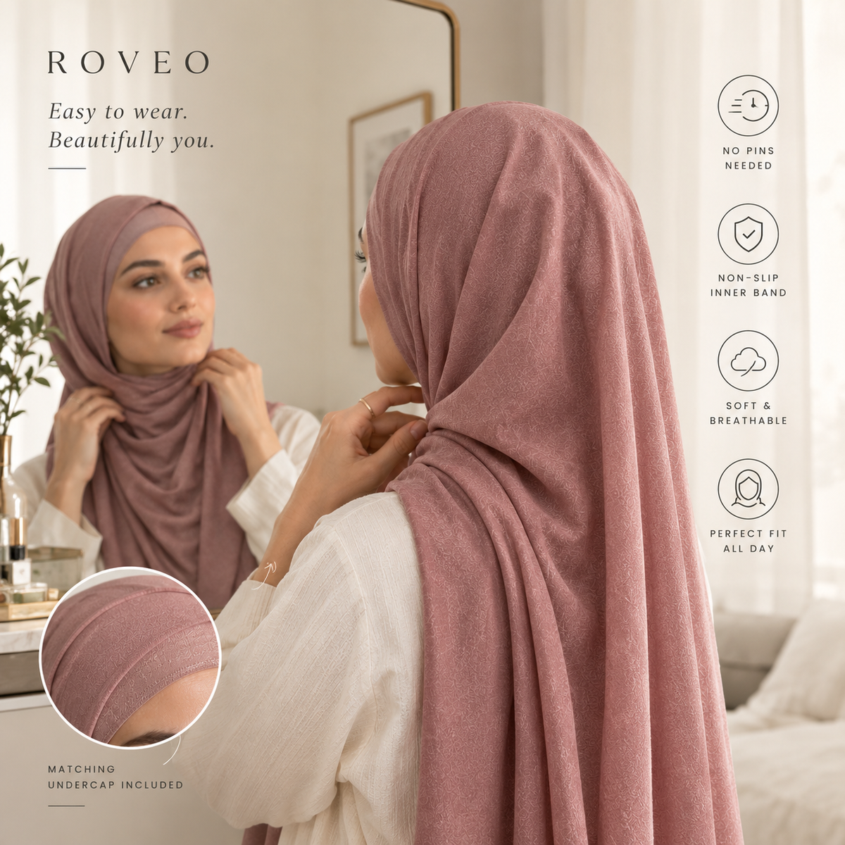 Styling the modal hijab in the mirror