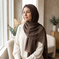 Woman wearing the Chocolate modal hijab