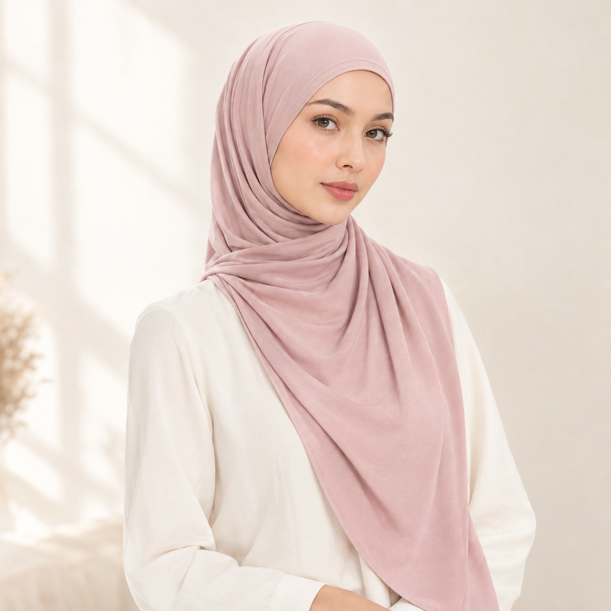Instant jersey hijab, pre-sewn and pin-free